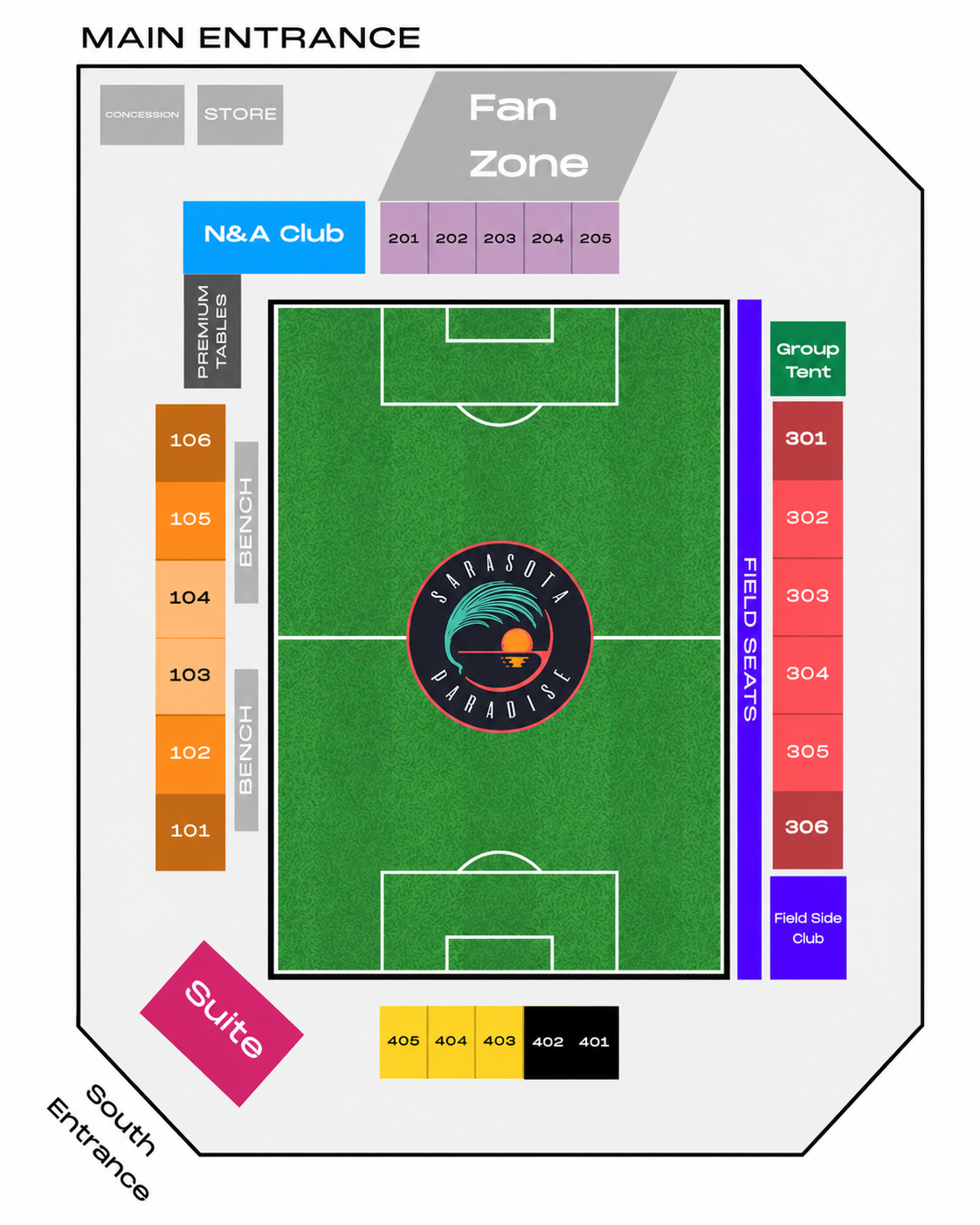Sarasota Paradise stadium map